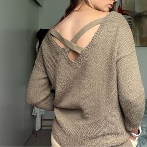 DKNY Jeans Army Green Women Sweater Cut sleeve 
with Back Strap Detail